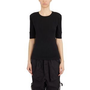 THOM KROM Women's Half Sleeve T-Shirt with V-Neck Stitching Women BLACK T-Shirts